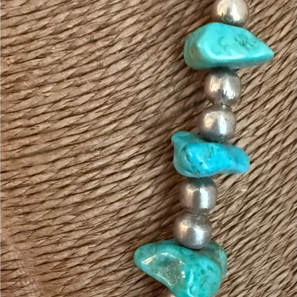 Native American Style Turquoise and Sterling Silver Necklace - Picture 9 of 11